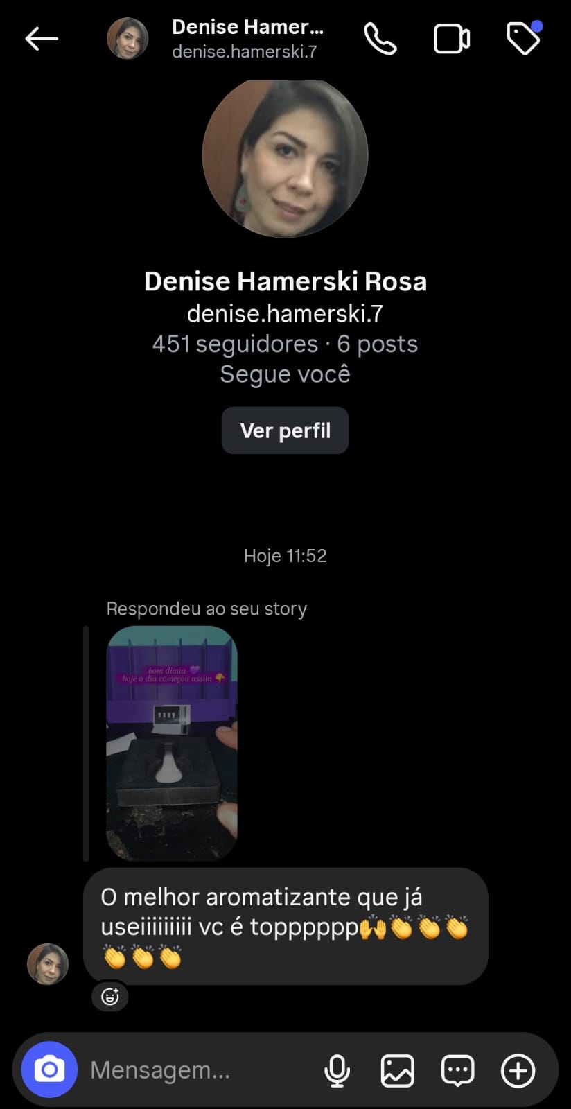 Resposta no story